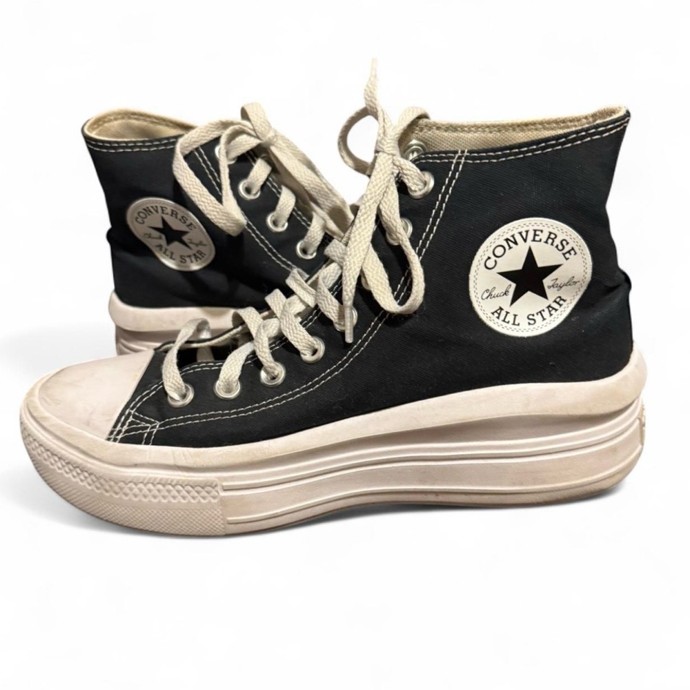 Converse Black and Cream Platform High-Top Sneakers